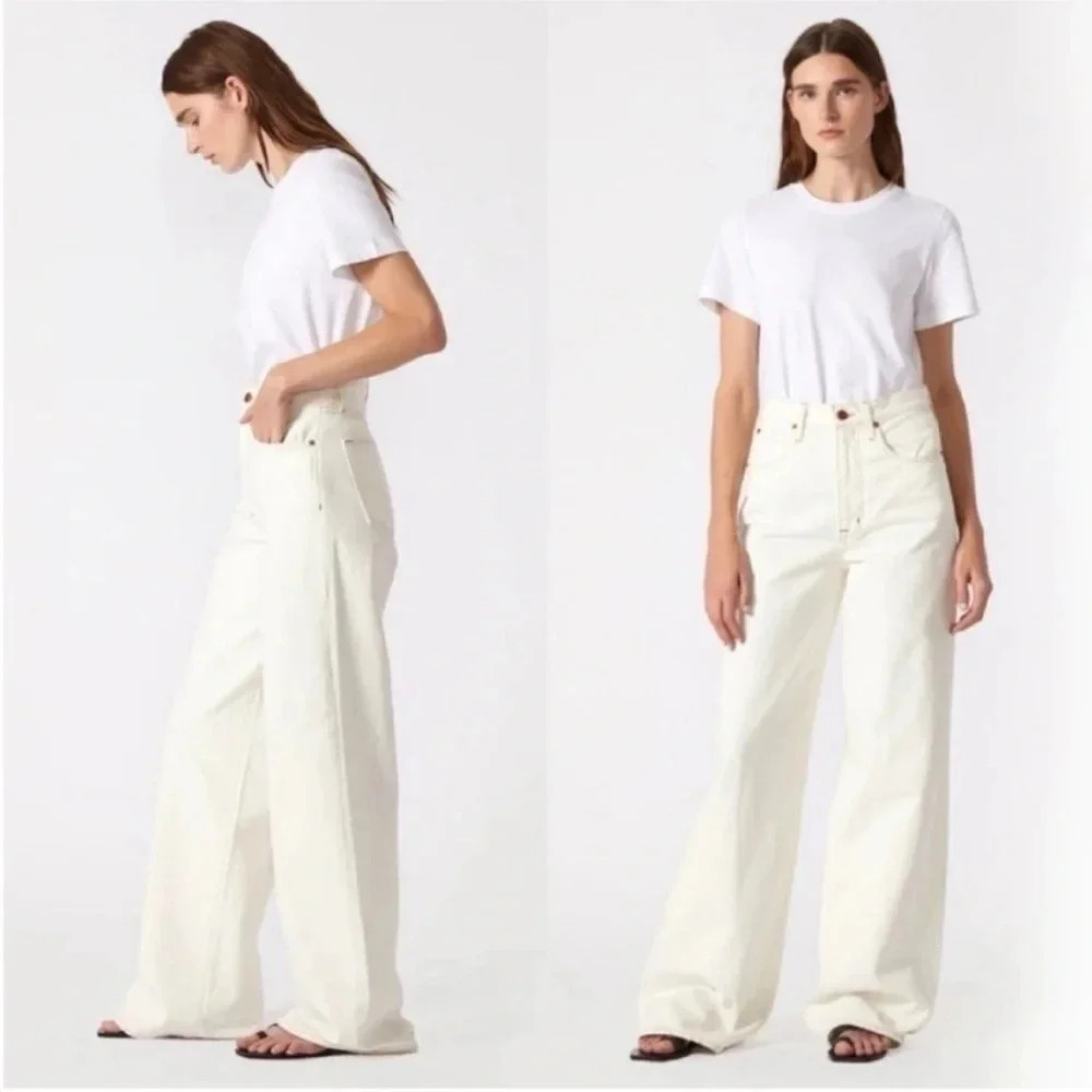 SLVRLAKE EVA wide leg  denim in Natural White